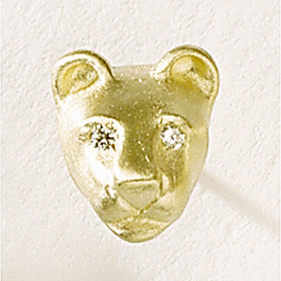 BW Lion Head Tie Tack Diamond Eyes
