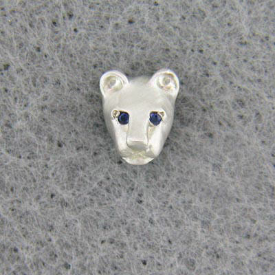 BW Lion Head Tie Tack Sapphire Eyes