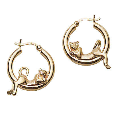 14kt Lounging Lion Hoop Earrings