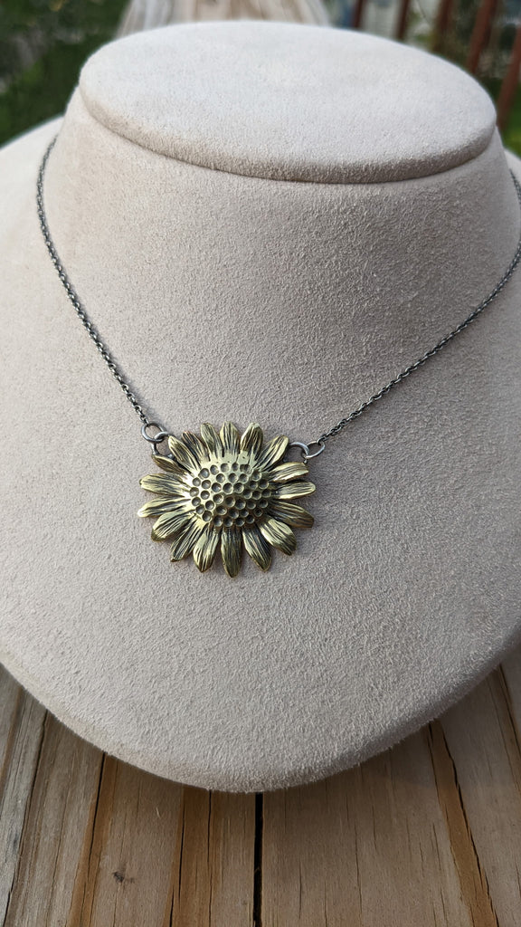 Brass Sunflower Necklace