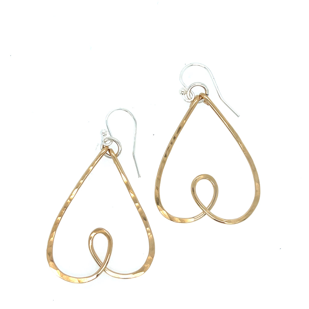 Gold Heart Dangle Earrings