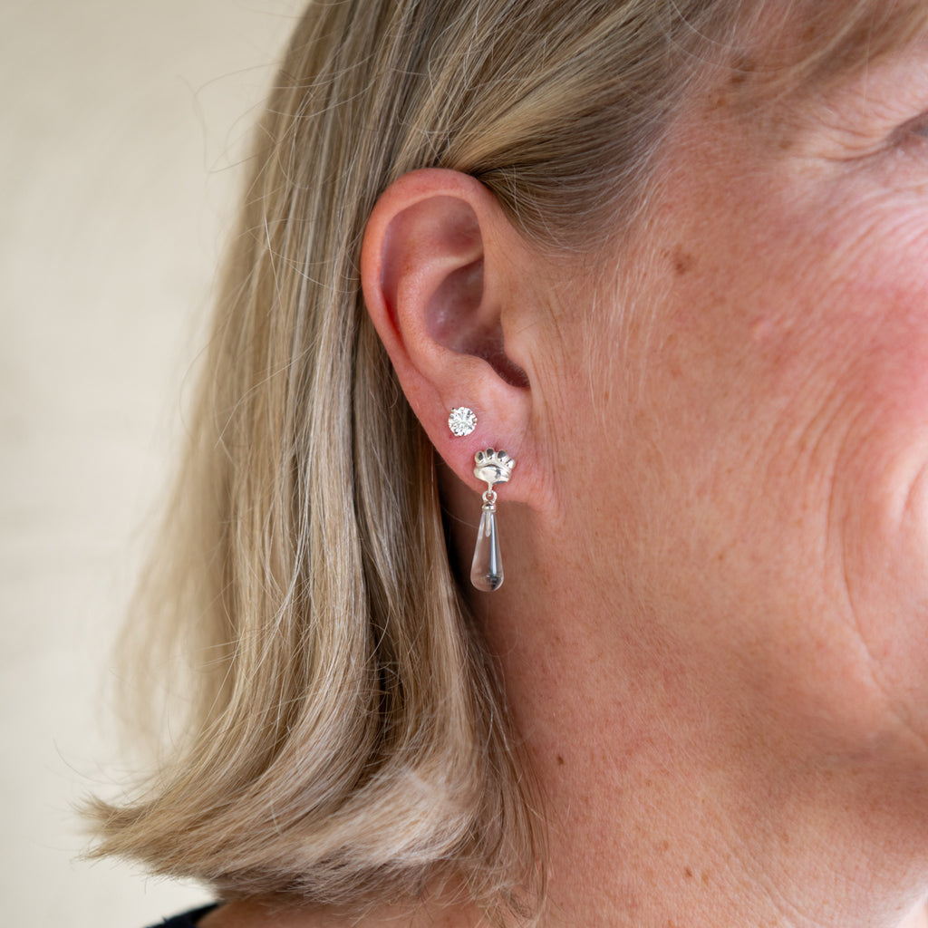 Paw Print Whisper with Clear Quartz Drop