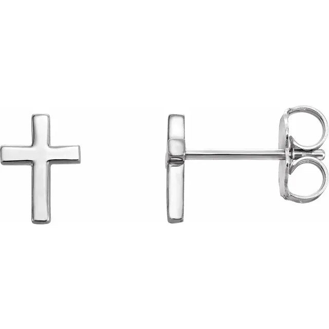 14KT White Gold Cross Earrings