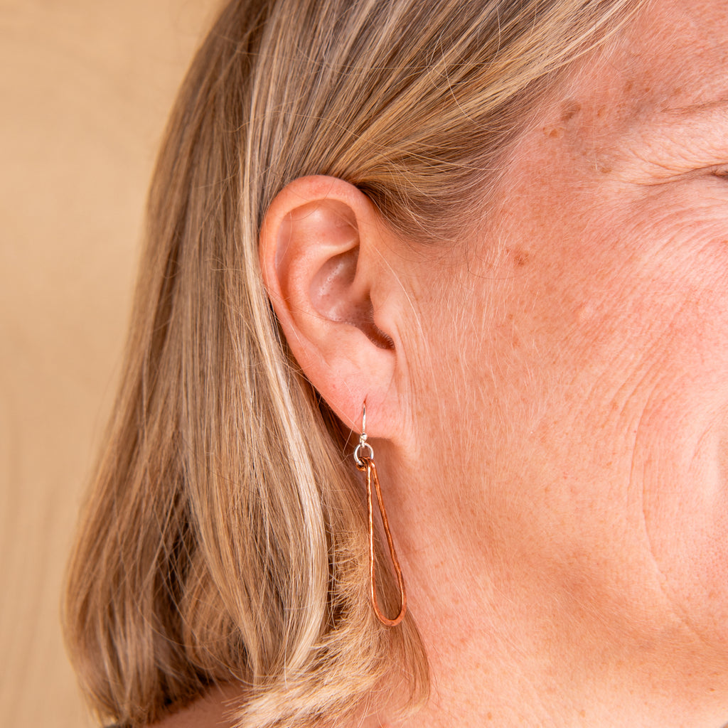 Copper Petal Earrings-Long