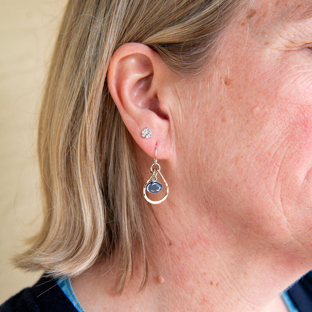 Lion Logo Petal Earrings-Two Tone