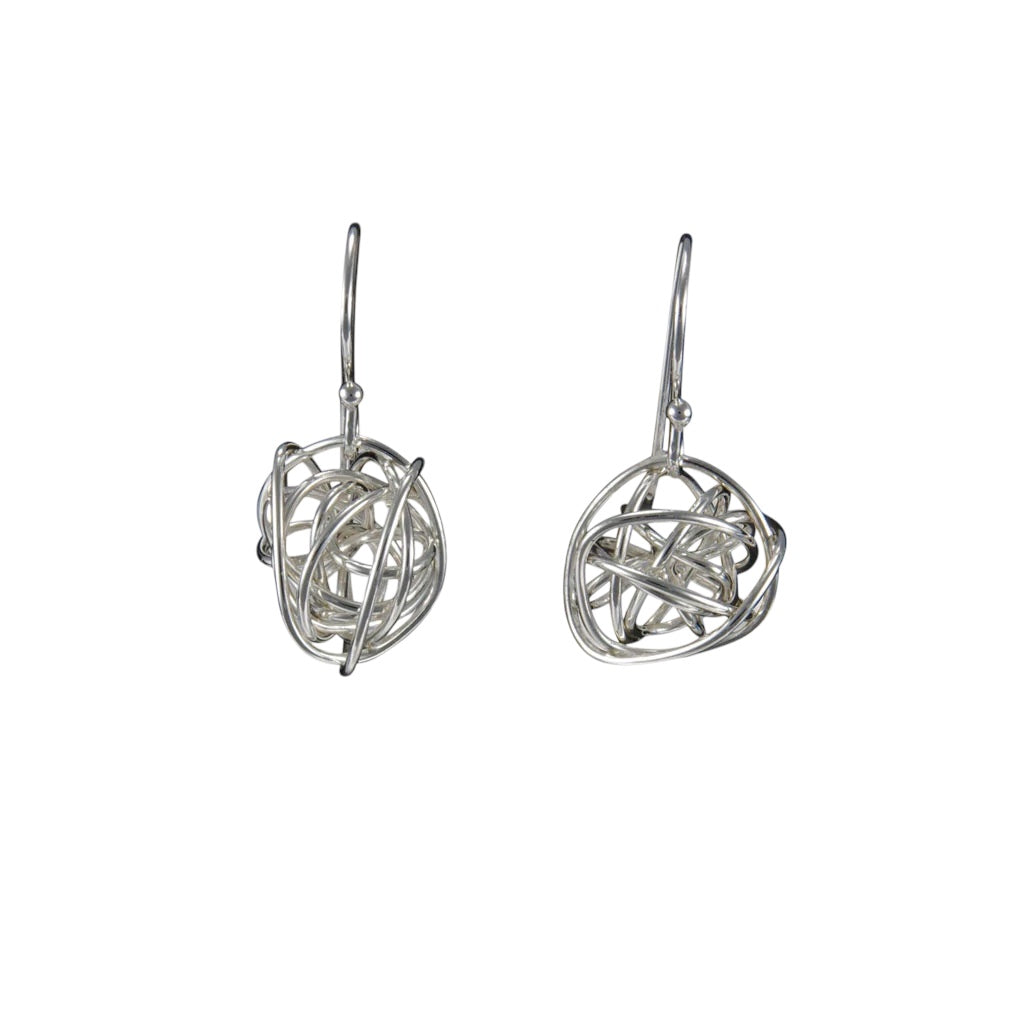 Large Silver Tangled Web Earrings