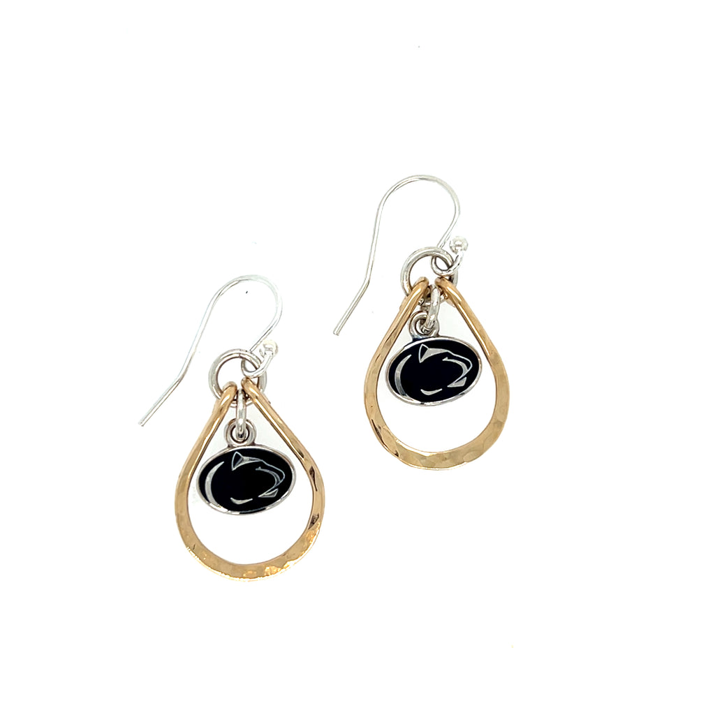 Lion Logo Petal Earrings-Two Tone