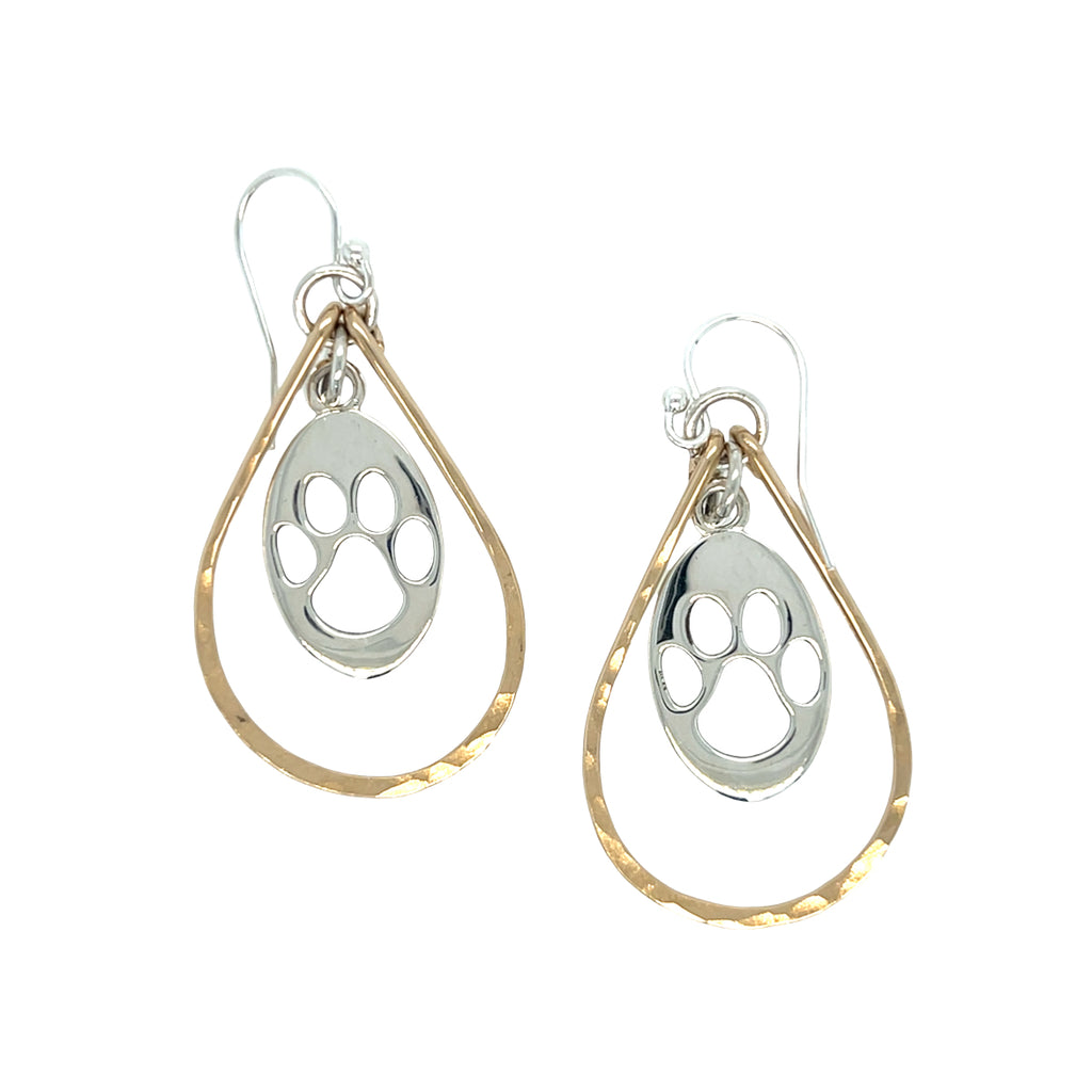2 Tone Cutout Paw Petal Earrings