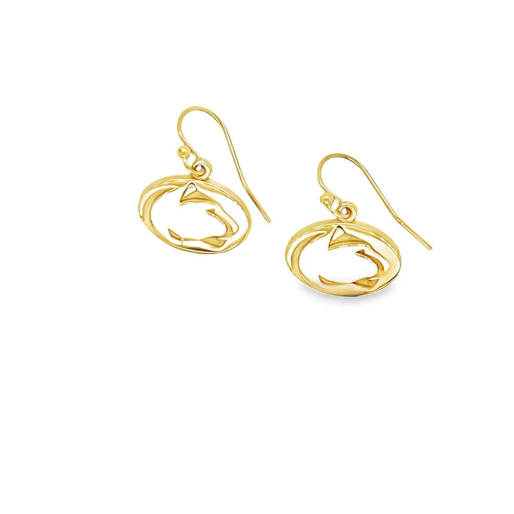 Lion Logo Dangle Earrings-Gold Plate