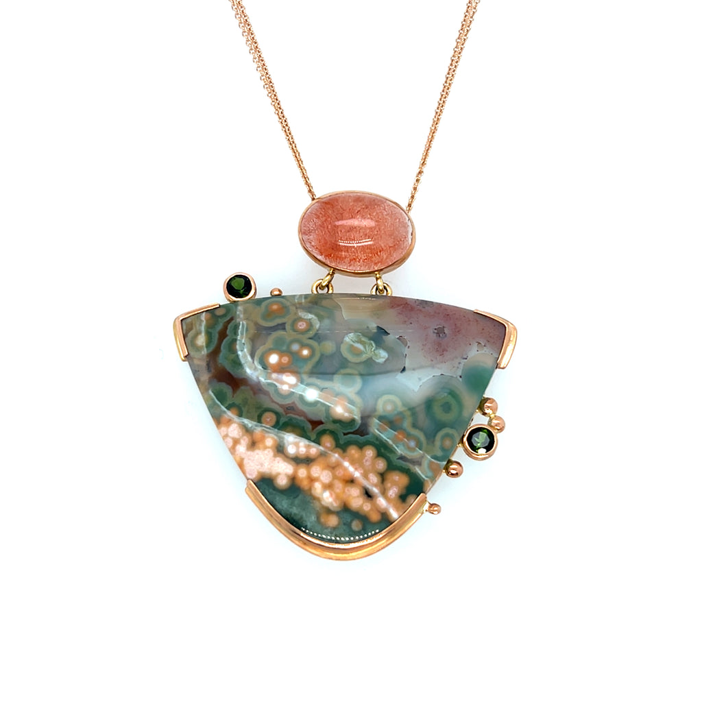 Ocean Jasper, Strawberry Quartz & Tourmaline Necklace