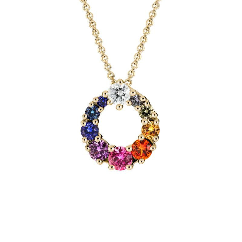 Rainbow Sapphire & Diamond Necklace