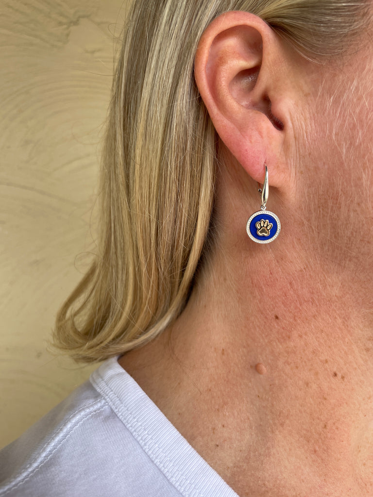 Paw Print  “Dream” Earring w/ Gold & Lapis